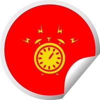 circular peeling sticker cartoon ringing alarm clock vector