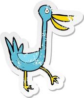 retro distressed sticker of a funny cartoon duck vector