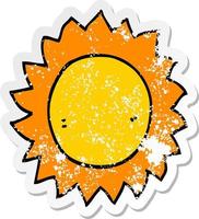 distressed sticker of a cartoon sun vector