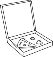 line drawing doodle of a slice of pizza vector