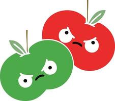 flat color retro cartoon apples vector