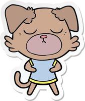 sticker of a cute cartoon dog vector