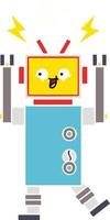 flat color retro cartoon robot vector