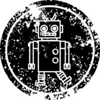 dancing robot distressed icon vector