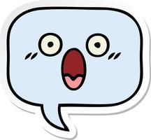 sticker of a cute cartoon speech bubble vector
