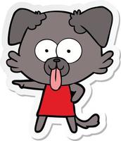 sticker of a cartoon dog with tongue sticking out vector