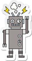 sticker of a cute cartoon malfunctioning robot vector