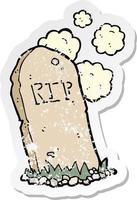 retro distressed sticker of a cartoon spooky grave vector