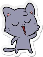 sticker of a cartoon cat singing vector