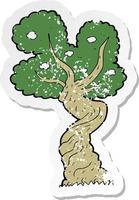 retro distressed sticker of a cartoon twisted old tree vector