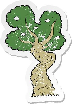 retro distressed sticker of a cartoon twisted old tree
