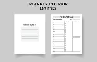 Minimalist planner pages templates. Organizer page, diary and daily control book. Life planners, weekly and days organizers or office schedule list. vector