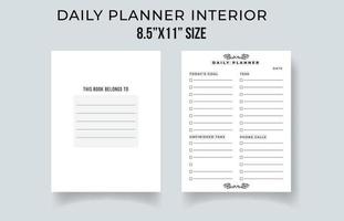Minimalist planner pages templates. Organizer page, diary and daily control book. Life planners, weekly and days organizers or office schedule list. vector