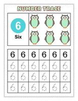 rastreo de números para que los niños de preescolar y jardín de infantes practiquen el número uno - diez. ilustración vectorial número 1-10.