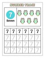 Number Tracing for preschool and kindergarten kids to practice number One - Ten. Vector Illustration. Number 1-10.