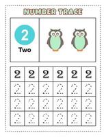 Number Tracing for preschool and kindergarten kids to practice number One - Ten. Vector Illustration. Number 1-10.