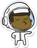 sticker of a cartoon confident astronaut vector