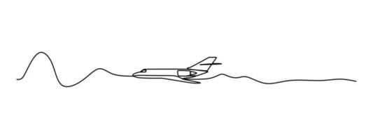 line drawing of a jet plane in a ultrasonic speed. Vector illustration for transportation and technology concept