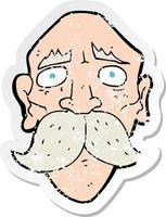 retro distressed sticker of a cartoon sad old man vector