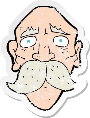 retro distressed sticker of a cartoon sad old man