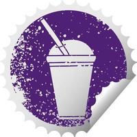 quirky distressed circular peeling sticker symbol soft drink vector