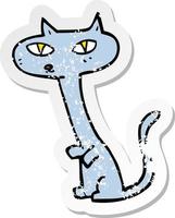 retro distressed sticker of a cartoon cat vector