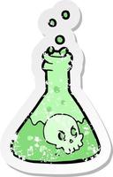 retro distressed sticker of a cartoon spooky potion vector