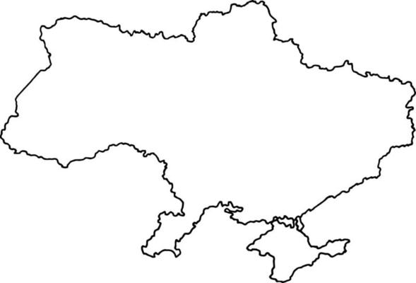 Hand drawn vector outline map of Ukraine line sketch on the transparent background