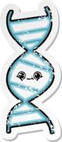 distressed sticker of a cute cartoon DNA strand vector