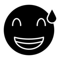 Grinning Face with Sweat Glyph Icon vector