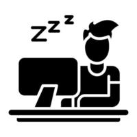 icono de glifo de trabajo perezoso vector