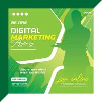 Green background Marketing agency social media post vector