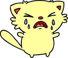 cartoon of cute kawaii crying cat vector