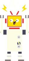 flat color retro cartoon dancing robot vector