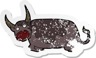 retro distressed sticker of a cartoon bull vector