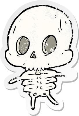 distressed sticker of a cartoon skeleton