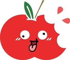 flat color retro cartoon red apple vector