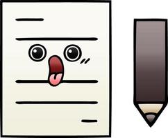 gradient shaded cartoon test paper vector