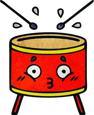 retro grunge texture cartoon drum