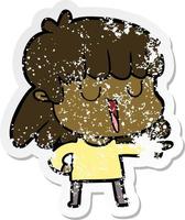 distressed sticker of a cartoon woman vector