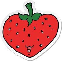 sticker of a cartoon strawberry vector