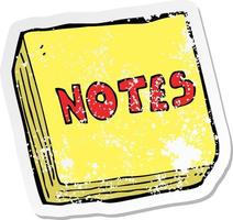 retro distressed sticker of a cartoon notes pad vector