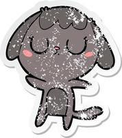 distressed sticker of a cute cartoon dog vector