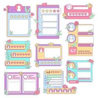 Isolated Vintage Retro Social Media templates, UI Frames and elements pop up window, search bar, countdown, pop up, quiz and question interface with pink purple vivid color