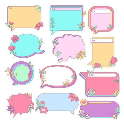 Isolated Vintage Retro Social Media templates, UI Frames and elements pop up window, search bar, countdown, pop up, quiz and question interface with pink purple vivid color