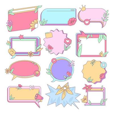Isolated Vintage Retro Social Media templates, UI Frames and elements pop up window, search bar, countdown, pop up, quiz and question interface with pink purple vivid color