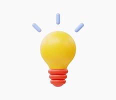 3d Realistic yellow lightbulb vector illustration.