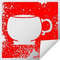 quirky distressed square peeling sticker symbol mug vector