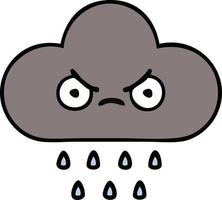 cute cartoon storm rain cloud vector