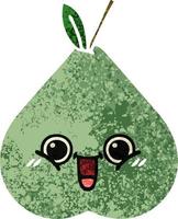 retro illustration style cartoon green pear vector